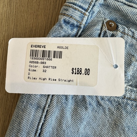 AGOLDE Riley High Rise Straight Crop Leg Denim Jeans Button Fly Size 32 NWT - Picture 8 of 12